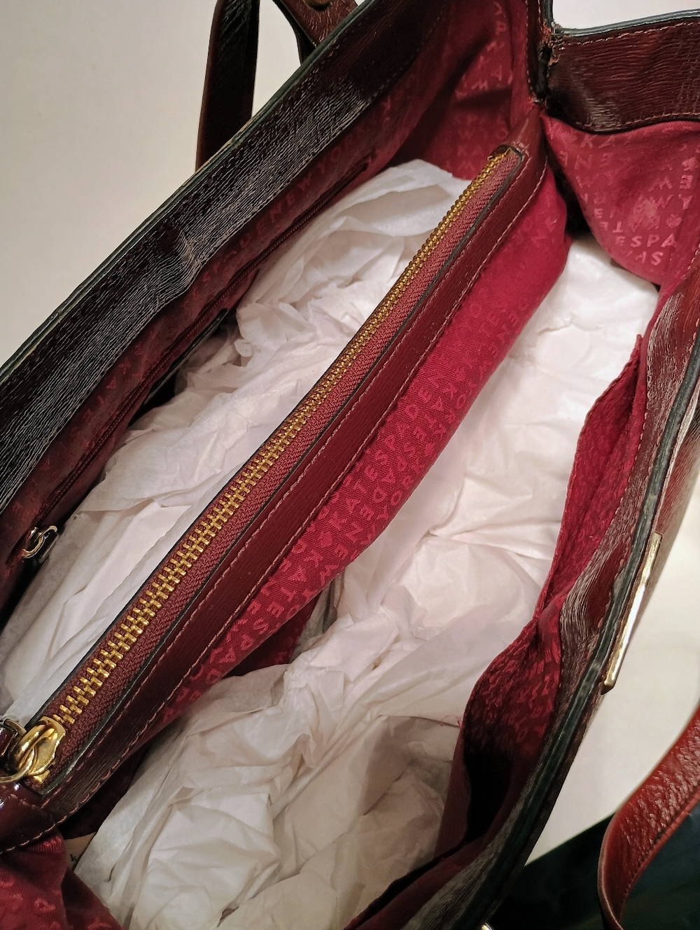 Kate Spade Burgundy Patent Leather Tote with Matching Zip Wallet - Picture 9 of 11